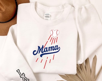 Personalized LA Baseball Sweatshirt & Hoodie - Custom Name Sleeve Los Angeles Crewneck