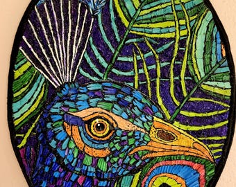 Oval Peacock Shell Mosaic