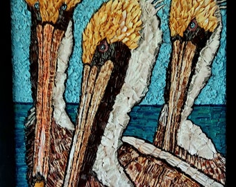 Pelicans Shell Mosaic