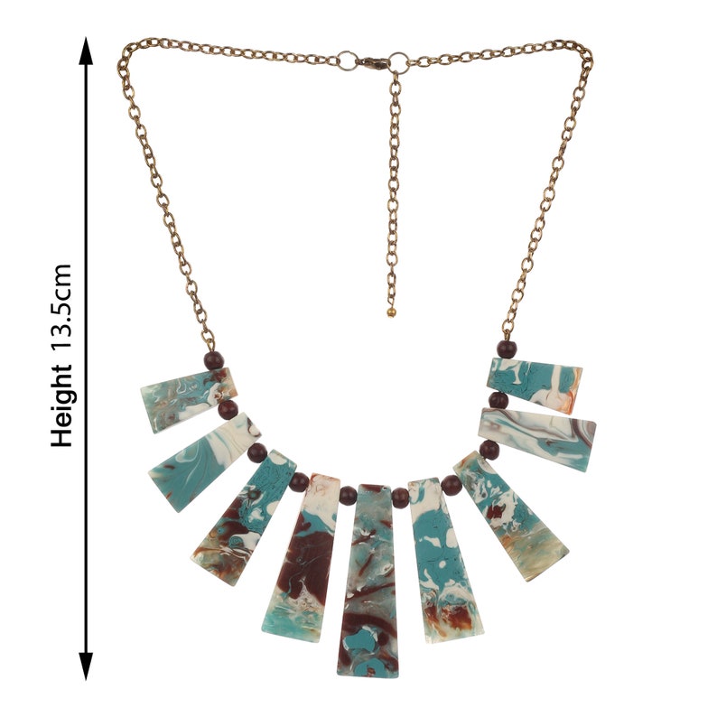 MENTHOME Vintage Designer Printed Colorful Resin Handmade Necklace with Golden Chain for Girls and Women Vintage Color Necklace