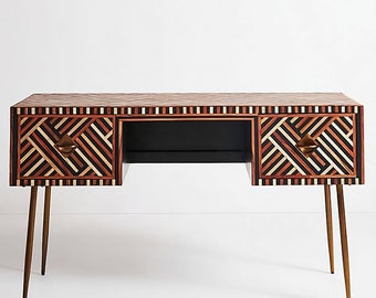 study table for home Bone Inlay Optical Desk | Optical Design 2 Drawers Desk, Optical Design 2 Drawers Console Table Optical Design Study Table | Design
