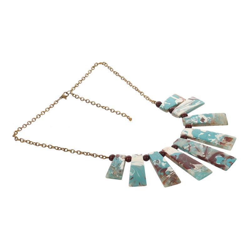 MENTHOME Vintage Designer Printed Colorful Resin Handmade Necklace with Golden Chain for Girls and Women Vintage Color Necklace
