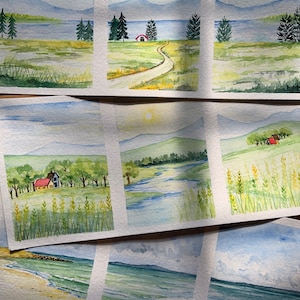 Set of 3 Landscapes in Watercolor