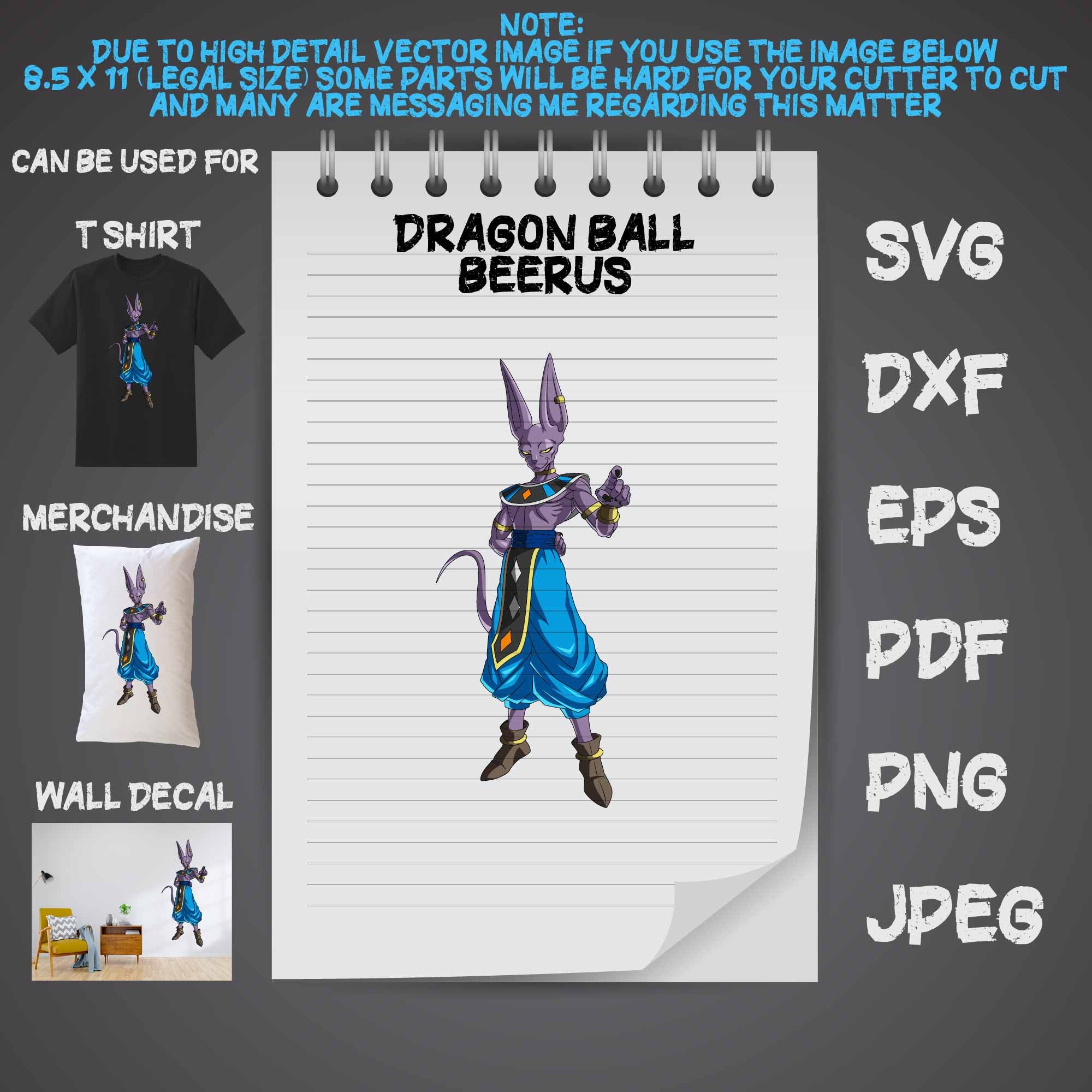 Dragon Ball Z Beerus SVG Printable Vector Art. INSTANT | Etsy