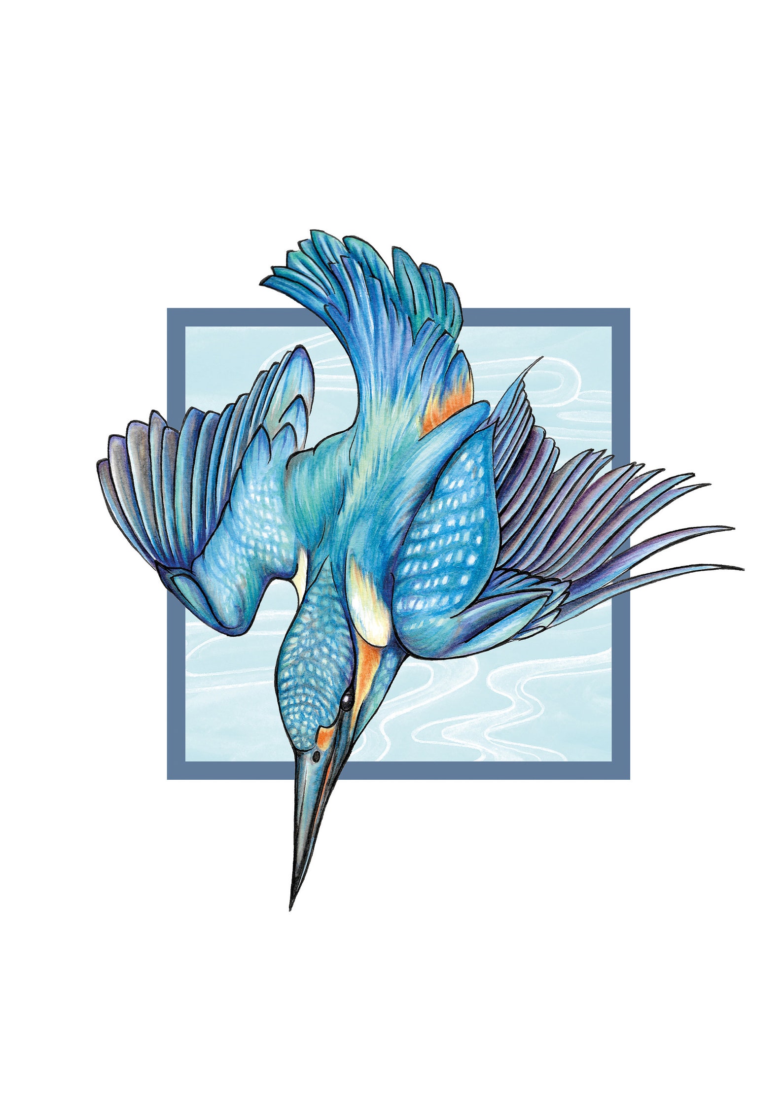 Kingfisher Dive Limited Edition Art Print Natural Etsy