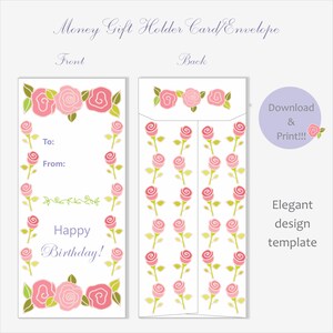 Happy birthday card, Birthday card for her, Money pocket holder, Birthday envelope, Gift money holder, Envelope cut file, Envelope insert