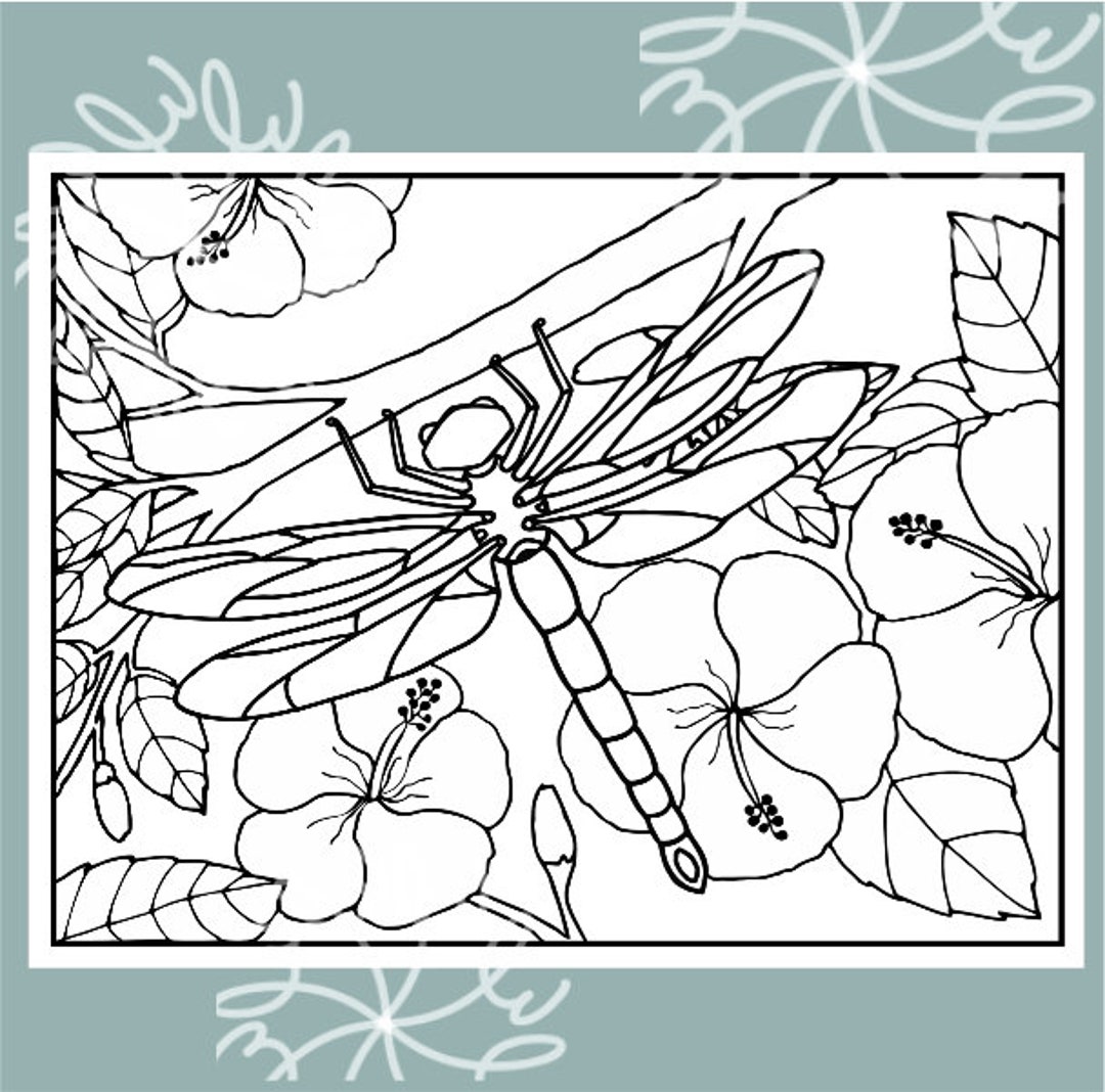 Coloring Page for Adults, Dragonfly Art, Coloring Page Printable ...