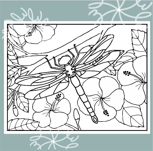 Coloring Page for Adults, Dragonfly Art, Coloring Page Printable ...