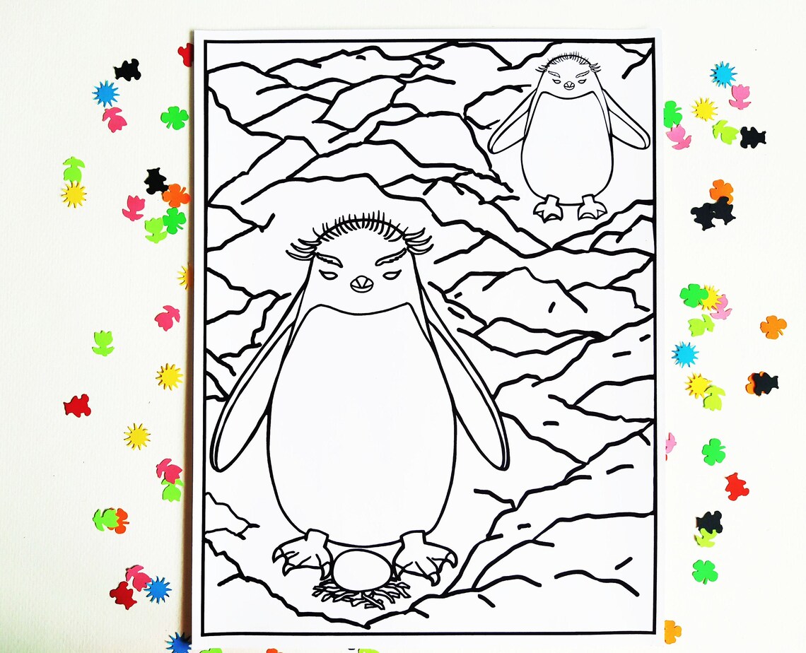 Macaroni Penguin printable Instant download JPEG PDF coloring | Etsy