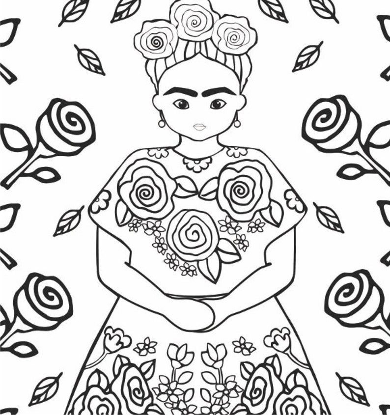 Frida Kahlo, Coloring Page for School Age Kids, Colouring Sheets for ...
