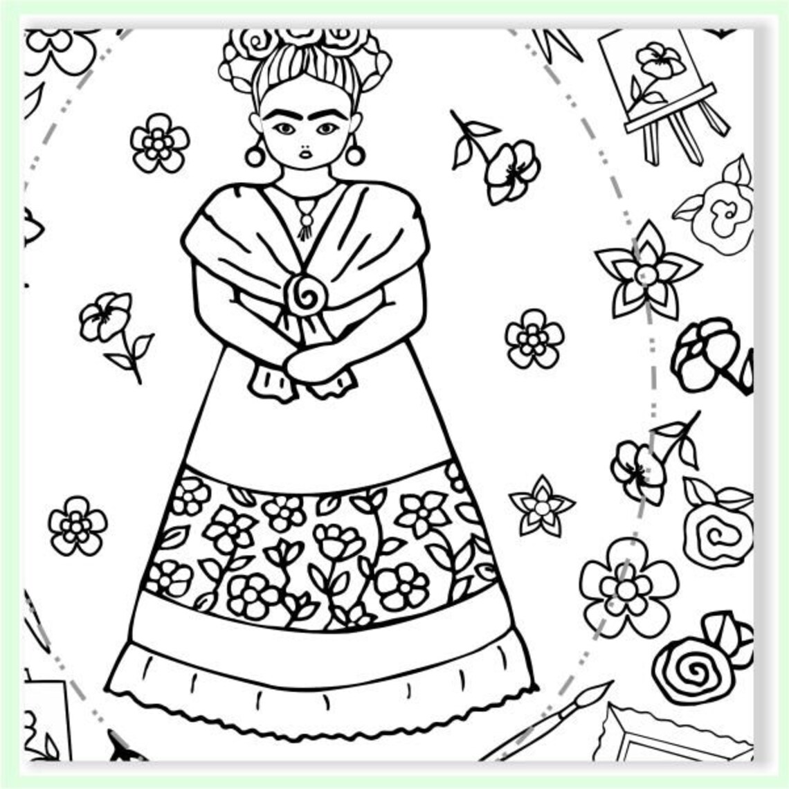 Frida Kahlo Coloring page for adults Coloring page for kids - Etsy España