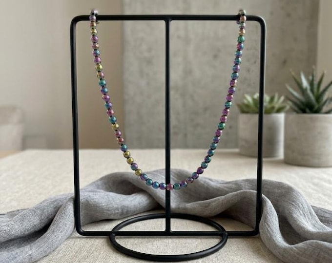 Bohemian Dream Rainbow Hematite Necklace – Iridescent and Handcrafted