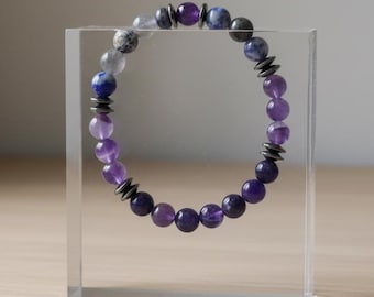 Blood Pressure Bracelet, Labradorite Amethyst Bracelet: Sodalite, Charoite & Hematite Gemstones