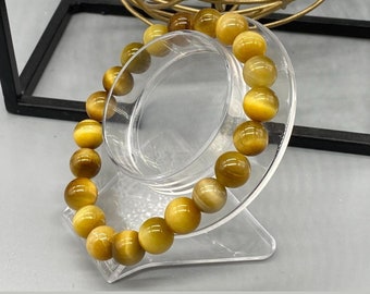 Golden Tiger Eye Bracelet with genuine Golden Tiger Eye gemstones, bead size is 10mm, grade A+ quality, choose bead size, 6mm, 8mm, 10mm
