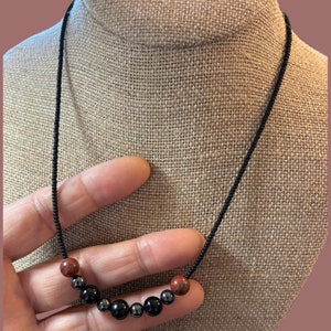 Red Jasper, Obsidian Protection Necklace, with Genuine Red Jasper, Jet, Black Obsidian, Hematite, Black Tourmaline gemstone, Bead 6mm & 8mm