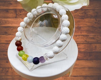 Chakra 7  Bead White Chakra Bracelet, Genuine gemstone, meditation, yoga, prayer, balance energies chakras, reflection, spiritual, 8mm