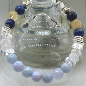 Lapis Lazuli & Blue Lace Achat Armband: Perlen Kristall Schmuck