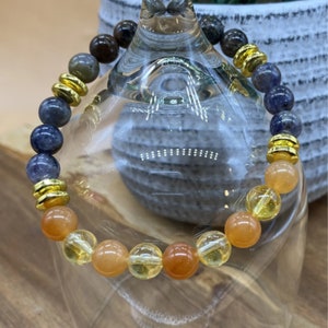 Liver Bracelet, Made with genuine Ocean Jasper, Red Aventurine, Citrine, Hematite, Iolite Crystals, Bead size is 8mm, Crystal Cards