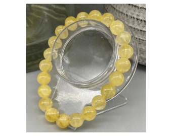 Yellow Citrine Bracelet made with genuine Citrine Gemstones, grade A+ quality, choose bead size 6mm, 8mm, or 10mm handcrafted and custom