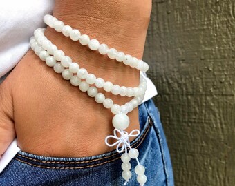 Pulsera Mala de Piedra Lunar: Pulsera de Cuentas de Piedras Preciosas para la Fertilidad para Mujeres