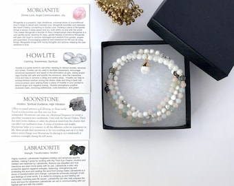 Moonstone & Morganite Gemstone Mala: Fertility Bracelet, IVF Support
