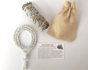 6 MM Maansteen 108 Mala-kralen: armband of ketting