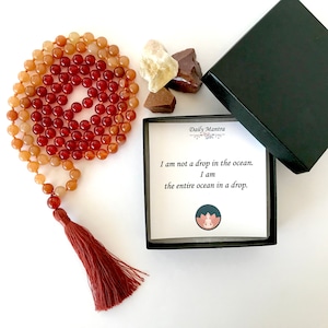 Red Carnelian Sacred Chakra Knotted Mala beads, Mala necklace, 108 Mala beads, Prayer beads, Meditation beads, Prayer beaded necklace women