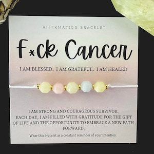 Pulsera de intención de amor propio para sobreviviente de cáncer / Joyería de yoga de muñeca / Tarjetas de mantra diarias de afirmación positiva / Pulsera de regalo para sobreviviente de cáncer