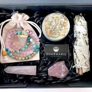 Self - LOVE High Quality 108 Mala bead gift box, Meditation gift box, Yoga gift box, ROSE QUARTZ crystal kit, Christmas gift for her, Gift