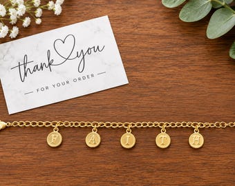 Personalized Gold Name Charm Bracelet