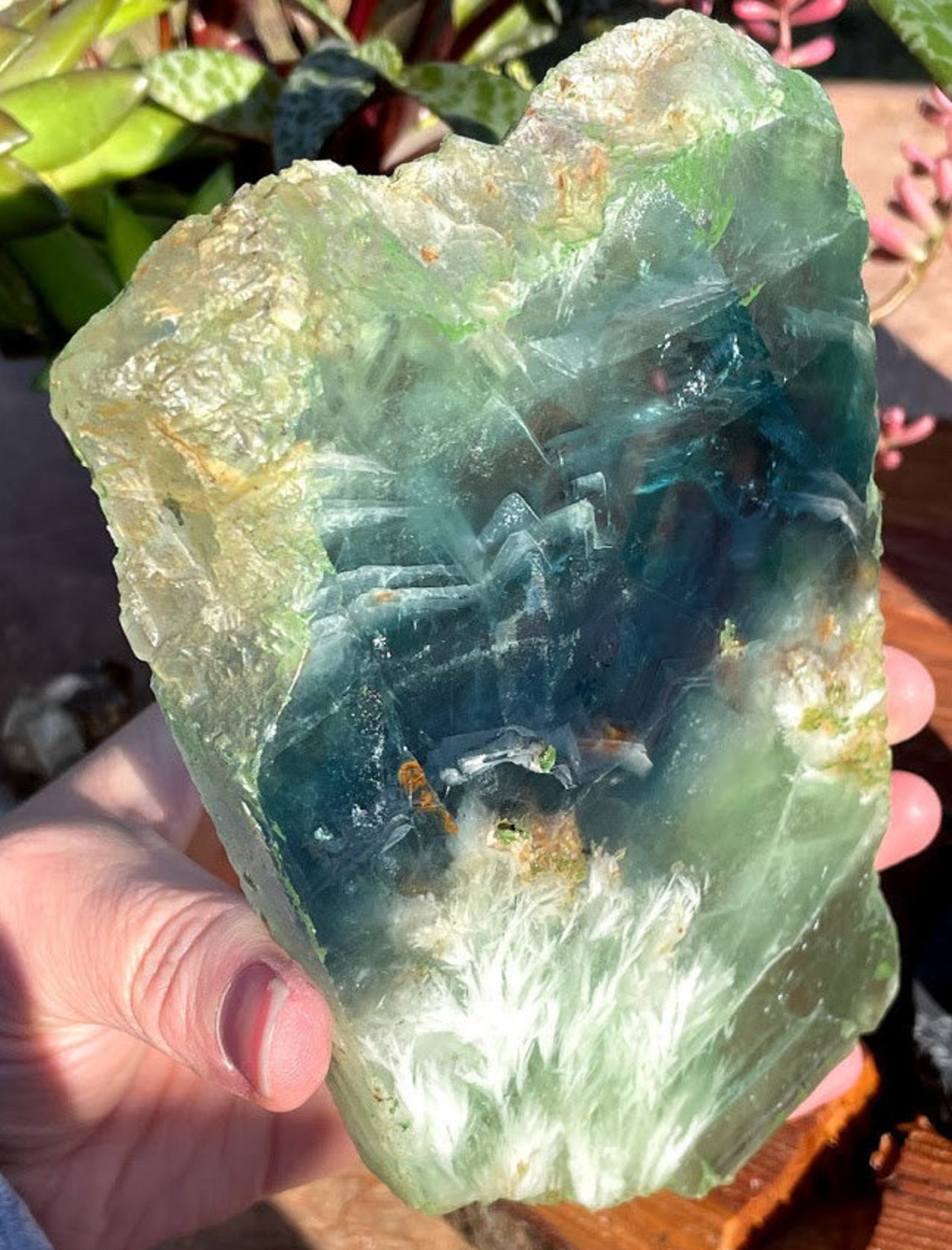 Snowflake Rainbow Fluorite Slab Crystal Bliss Healing Crystal Heart