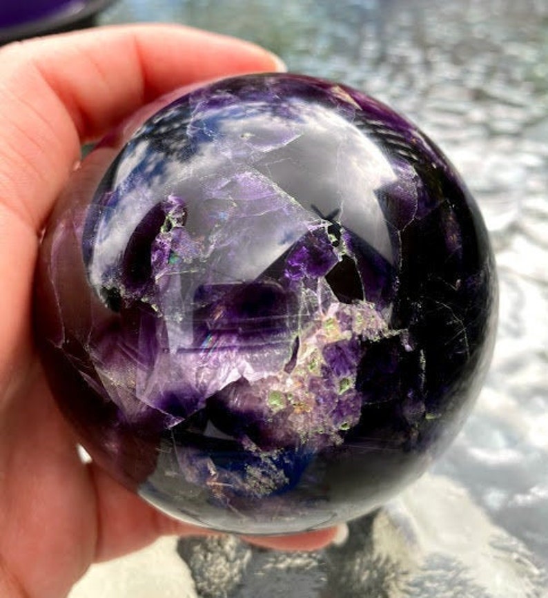 Purple Fluorite Sphere | Crystal Bliss | Healing Crystal | Third Eye Crown Chakra | Metaphysical Reiki Healing | 75.7mm image 3