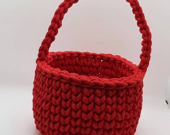 Beaucoup de couleurs, plusieurs tailles. panier rond, panier décoratif, panier de rangement au crochet ; Panier en corde de coton ; coton recyclé,