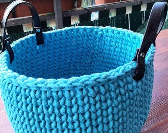 Muchos colores, muchos tamaños de canasta redonda, canasta decorativa, canasta de almacenamiento de crochet; Cesta de cordón de algodón; Cesta con asas