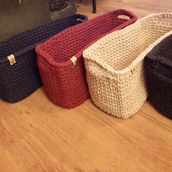 Plusieurs couleurs, panier carré en plusieurs tailles, panier décoratif, panier de rangement au crochet ; Panier en corde de coton ; Panier avec poignées