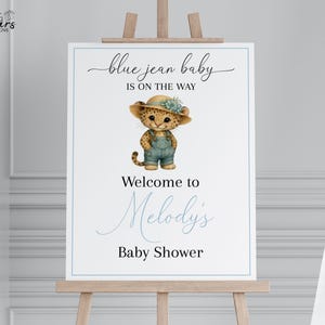 Blue Jean Baby Shower Welcome Sign, Denim Baby Shower Welcome Sign, Tiger Baby Shower Welcome Sign, DIY Digital Printable Editable bj03