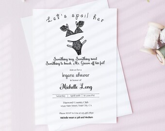 Lingerie shower invitation, Bachelorette party invitation, Oh la la invitation, Lingerie party, Instant download Editable