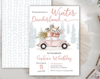 Winter Birthday Invitation, Christmas Birthday Invite, Winter Wonderland Party Invite, Snow much fun Kids birthday, Editable DIY p01