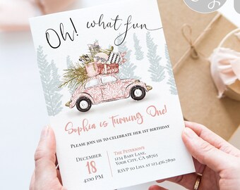 Winter Birthday Invitation, Christmas Birthday Invite, Winter Wonderland Party Invite, Snow much fun Kids birthday, Editable DIY p01