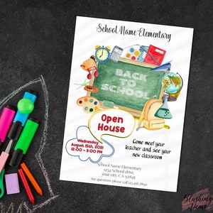 Back to School open house, meet your teacher Flyer, EDITABLE School open house, Printable Pta Pto Flyer, diy Digital