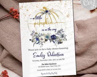 Little pumpkin on the Way Fall Baby Shower Invitation, Pumpkin Autumn invitation, Gender Neutral Fall Baby Shower Invite