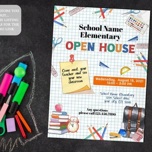 Back to School open house, meet your teacher Flyer, EDITABLE School open house, Printable Pta Pto Flyer, diy Digital