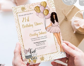 25th Birthday party invitation, 21st Birthday invitations, Adult Birthday Invitation, 30th birthday Invitation for her, Editable, DIY