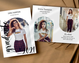 Photo Graduation Announcement, Graduation Party Invitation Template, Minimalist Graduation Announcement, Modern Graduation Party Invite