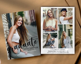 Photo Graduation Announcement, Graduation Party Invitation Template, Minimalist Graduation Announcement, Modern Graduation Party Invite
