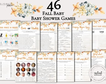 46 Fall Baby Shower Games Bundle, Little pumpkin Baby Shower Games Bundle, Gender Neutral Fall Baby Games, Pumpkin Baby Shower, Digital PF1