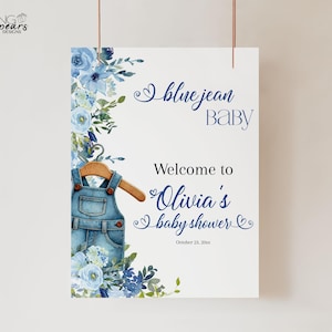 Blue Jean Baby Shower Welcome Sign, Denim Baby Shower Welcome Sign, DIY Digital Printable Editable bj01