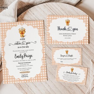 Pacchetto di inviti per baby shower Cutie Pie on the way, Baby shower autunnale Cutie Pie, Baby shower gender-neutral, stampabile digitale modificabile CP2