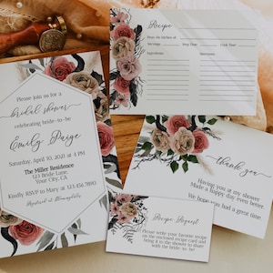 Halloween Brautparty Einladung, Halloween Floral Shower Einladung, Hens Party, Til Death Do Us Part Brautparty, editierbar druckbar