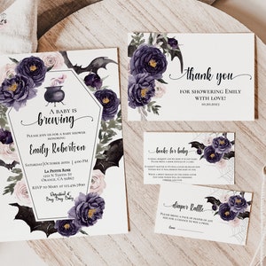 Halloween Baby Shower Invitation, A baby is brewing baby shower invite, Gender Neutral Halloween Baby Shower Bundle bh02